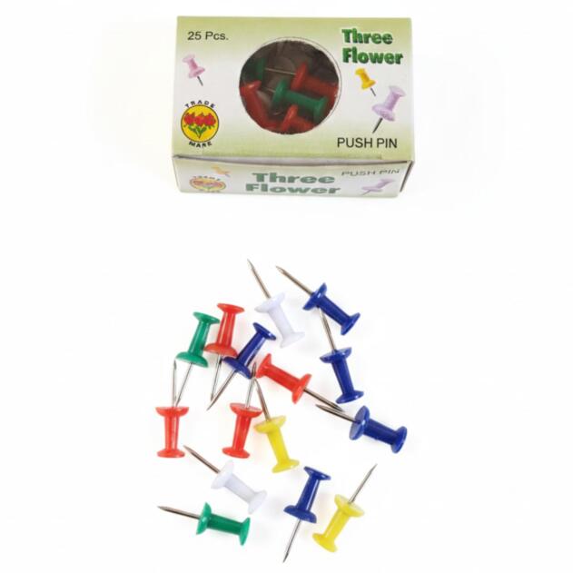 Three Flowers Push Pin – 25 Pcs