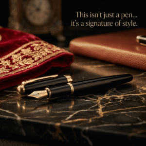 Metal Body Golden Trims & Fine Nib Fountain Pen