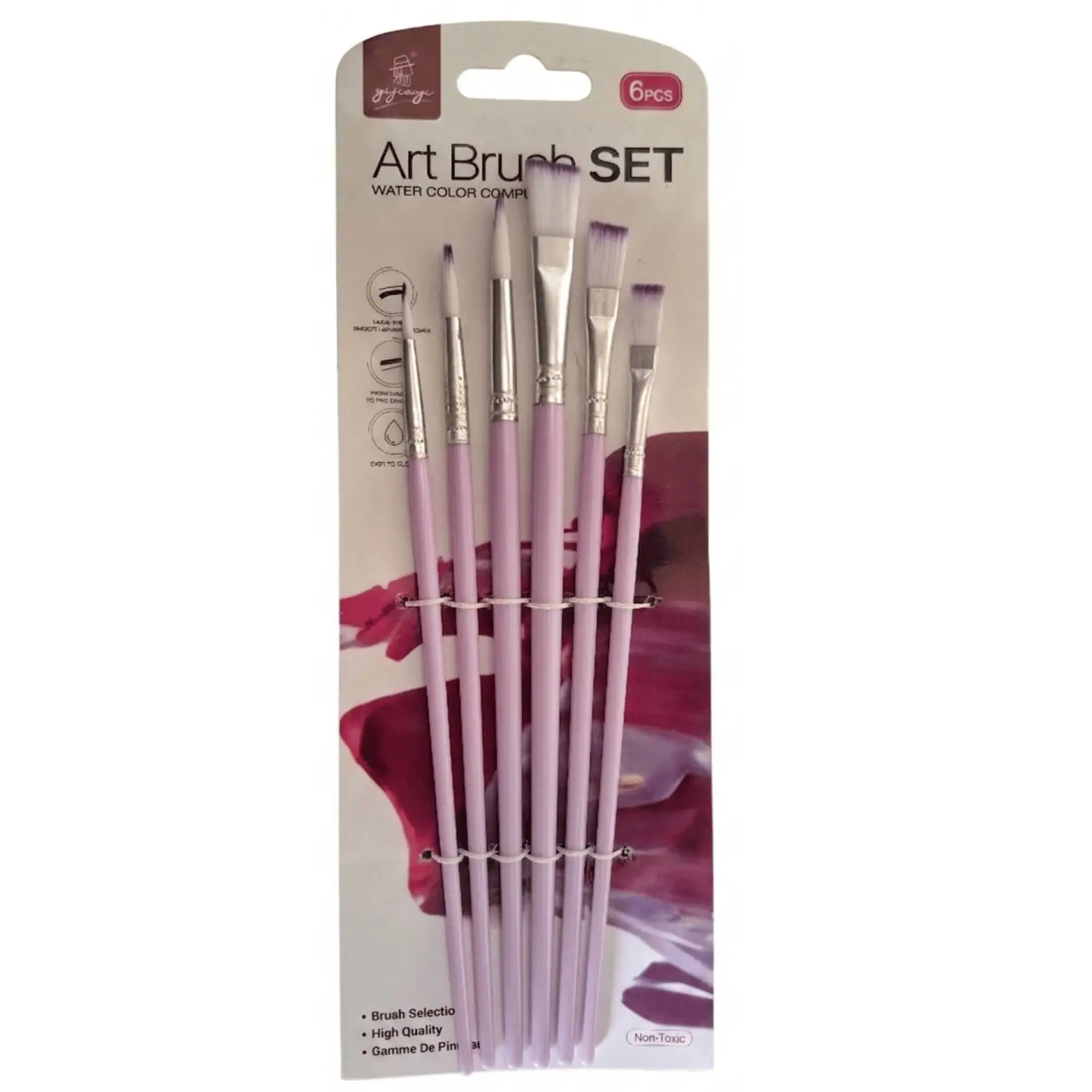 Yijiayi Art Brush Set - 6pcs - Colored - Dark Pink