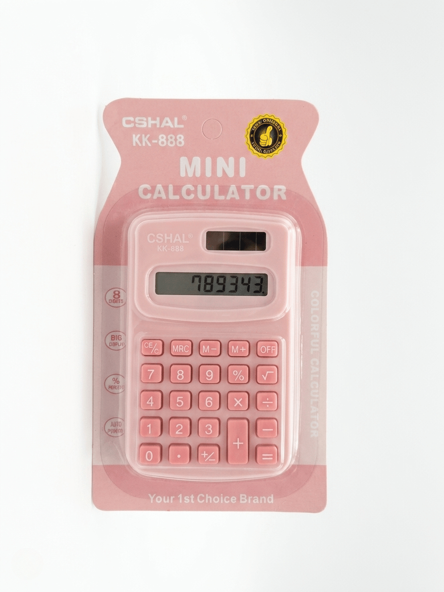 CSHAL KK-888 Mini Calculator (8-Digit) - White, Pink & Blue - Image 2