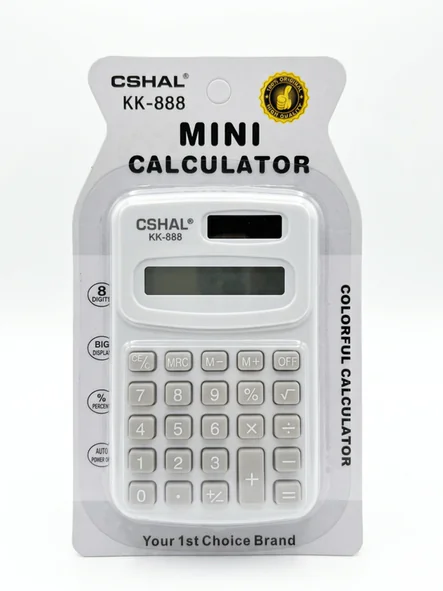 CSHAL KK-888 Mini Calculator (8-Digit) - White, Pink & Blue